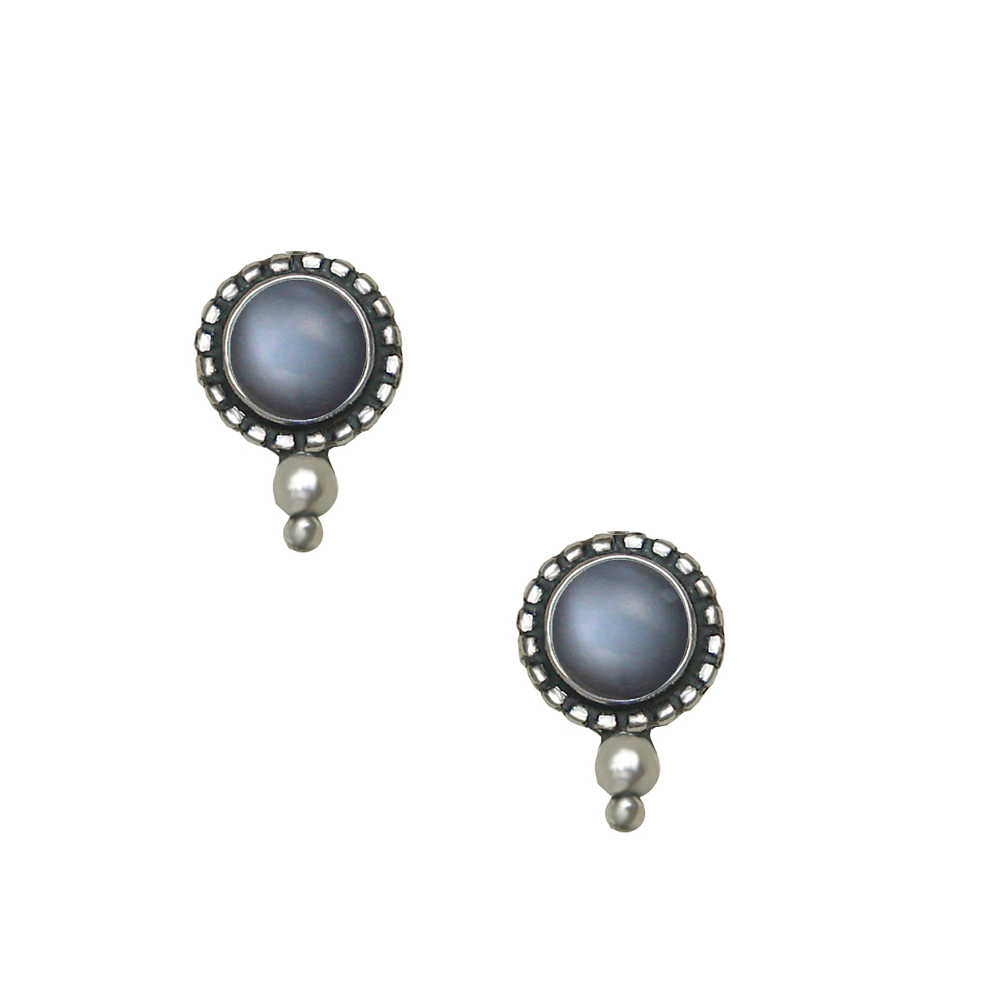 Sterling Silver Grey Moonstone Post Stud Earrings